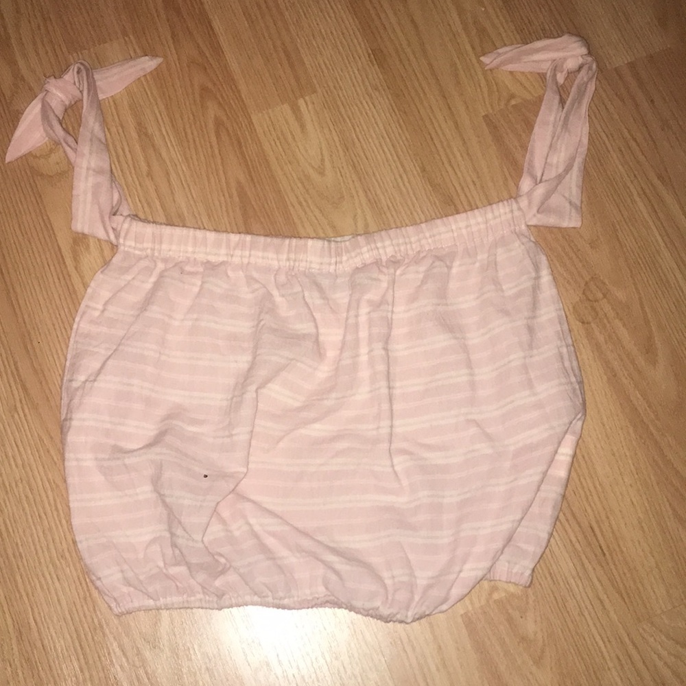 Paper heart pink and white tube top with sleeves.